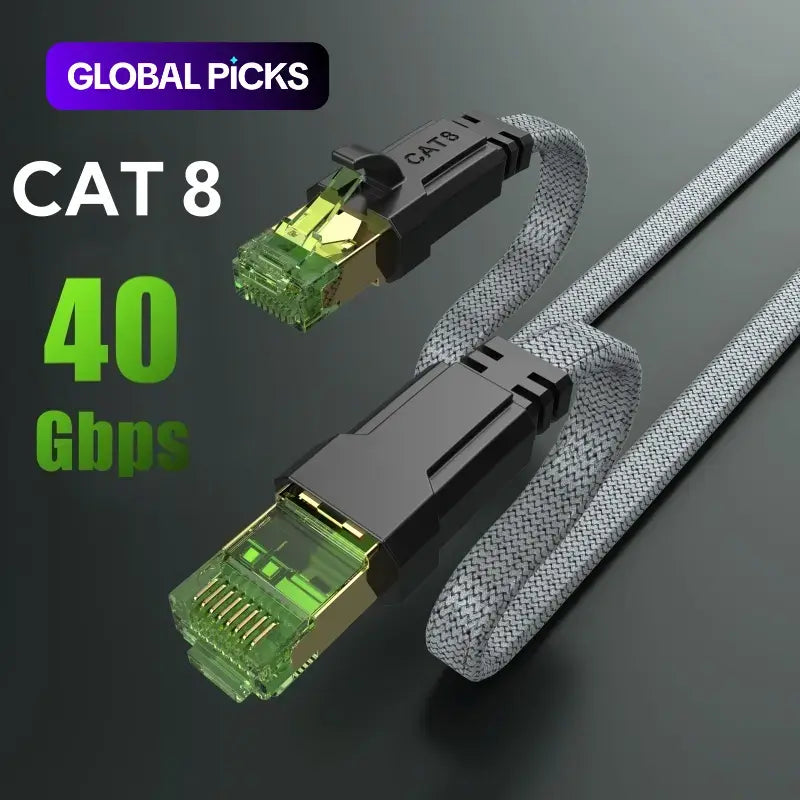   Producto Foto Cable Ethernet Cat 8, cable de red trenzado de alta velocidad de 40Gbps a 2000 MHz, cable LAN de alta resistencia para PC gaming, PS5, Xbox, módem y router #TOP PICKS