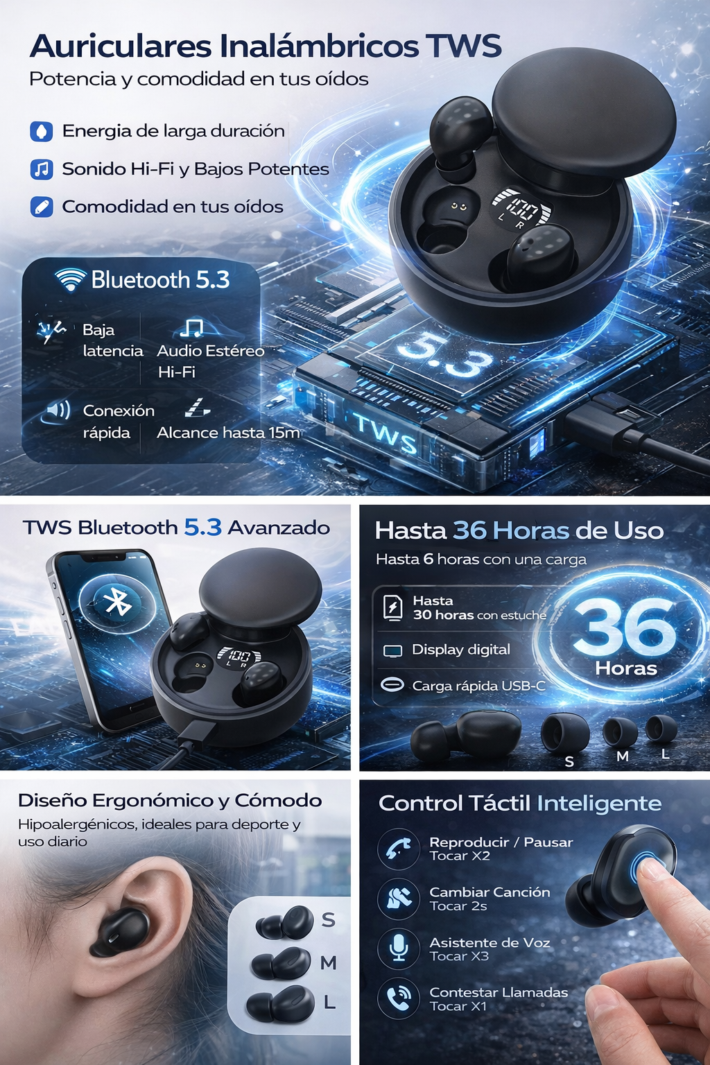 Auriculares Bluetooth para dormir MSHUKCOE Auriculares invisibles