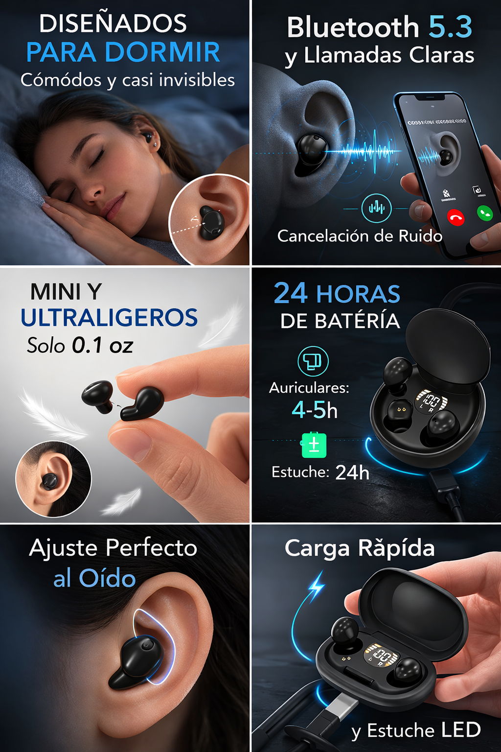 Auriculares Bluetooth para dormir MSHUKCOE Auriculares invisibles