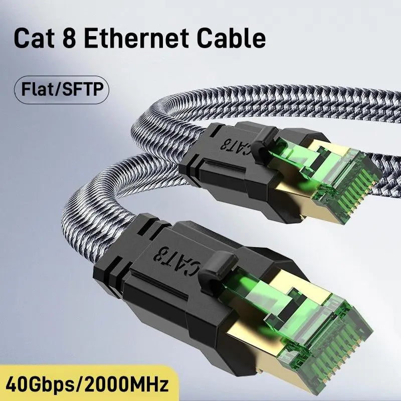   Producto Foto Cable Ethernet Cat 8, cable de red trenzado de alta velocidad de 40Gbps a 2000 MHz, cable LAN de alta resistencia para PC gaming, PS5, Xbox, módem y router #TOP PICKS