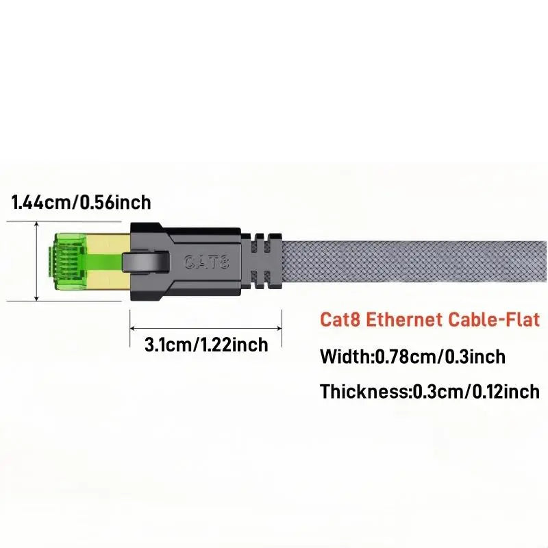   Producto Foto Cable Ethernet Cat 8, cable de red trenzado de alta velocidad de 40Gbps a 2000 MHz, cable LAN de alta resistencia para PC gaming, PS5, Xbox, módem y router #TOP PICKS